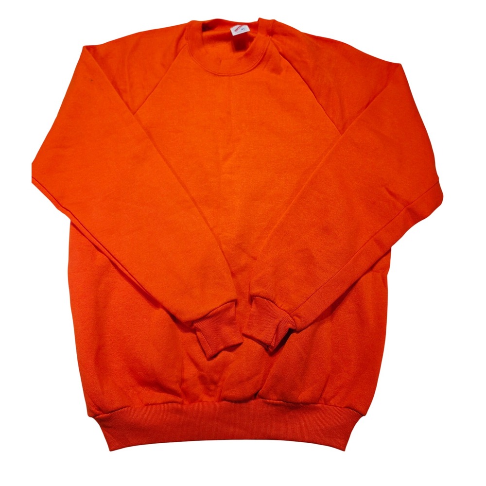 Vintage Jerzees Mens XL Orange Crewneck Sweatshirt Raglan Made in USA Blank 90s